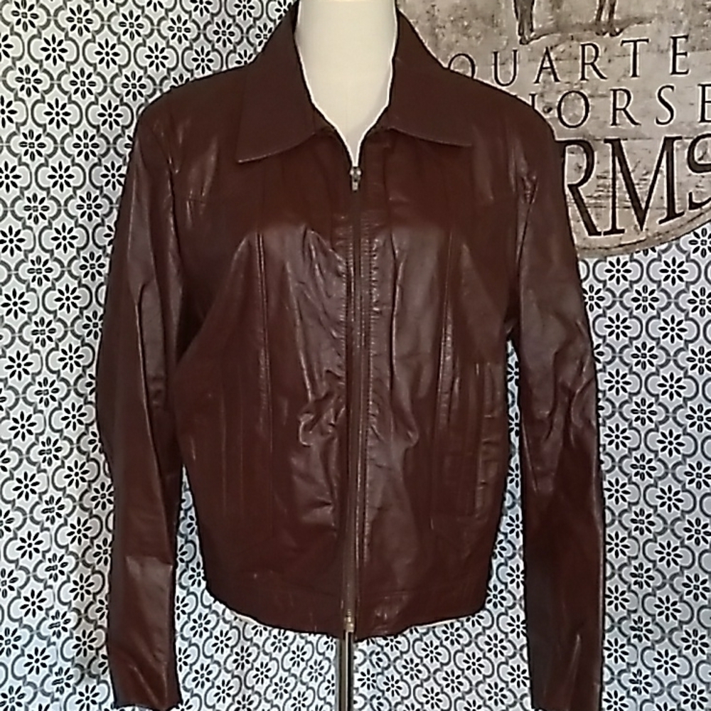 Vintage 1980s genuine leather jacket biker retro shabby chic